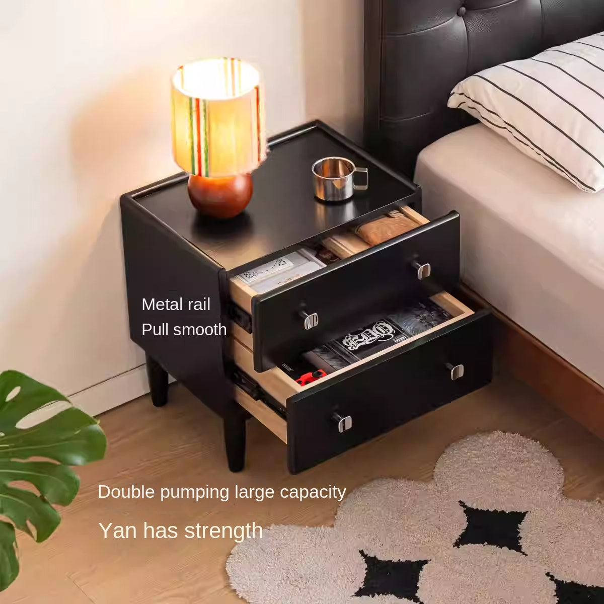 Rubber Solid Wood Classic Nightstand