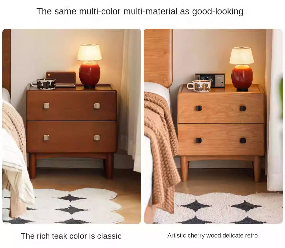 Rubber Solid Wood Classic Nightstand