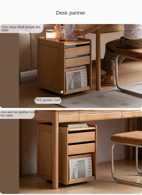 Oak, Cherry, Black Walnut Solid Wood Mobile Nightstand
