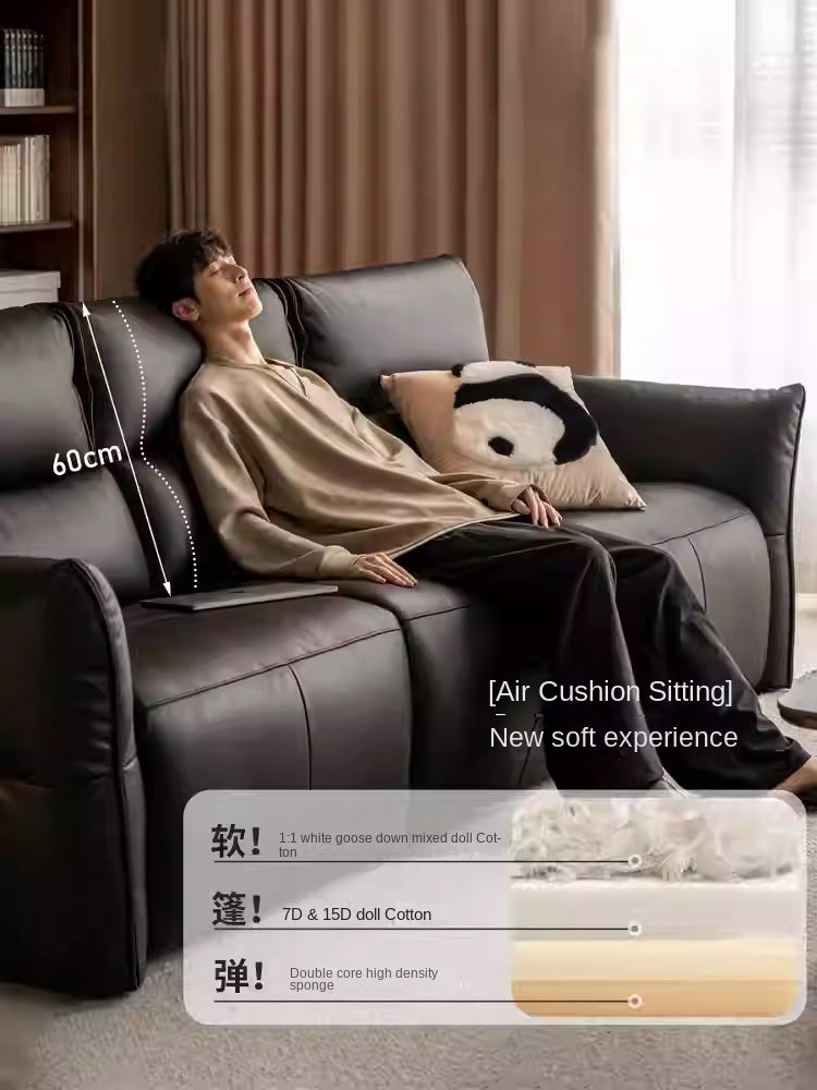 Genuine Leather Sofa Italian Light Luxury Tofu Block Sofa