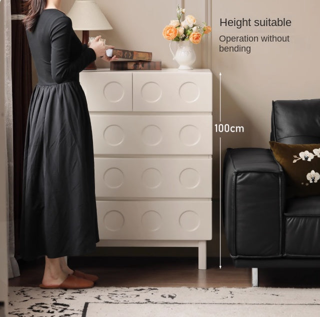 Solid Rubberwood French Cream Wind Drawer Cabinet.