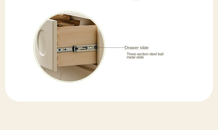 Solid Rubberwood French Cream Wind Drawer Cabinet.