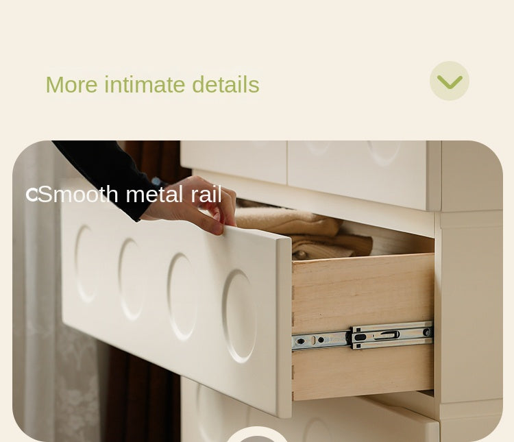 Solid Rubberwood French Cream Wind Drawer Cabinet.