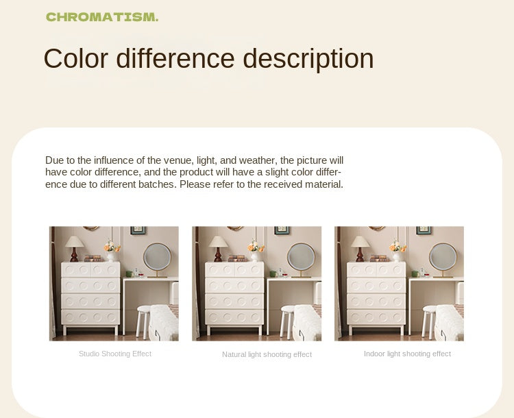 Solid Rubberwood French Cream Wind Drawer Cabinet.