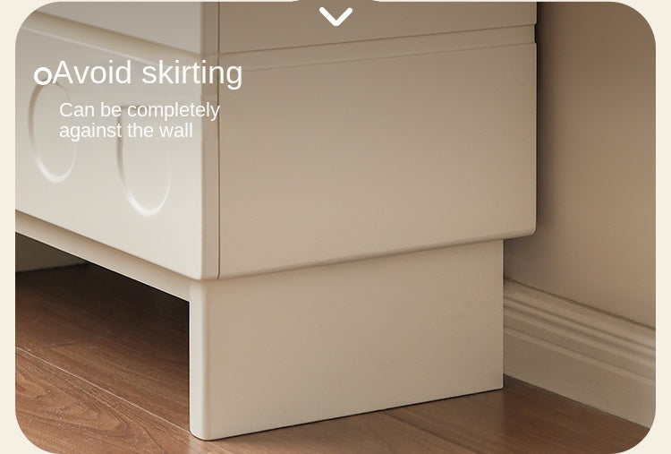 Solid Rubberwood French Cream Wind Drawer Cabinet.