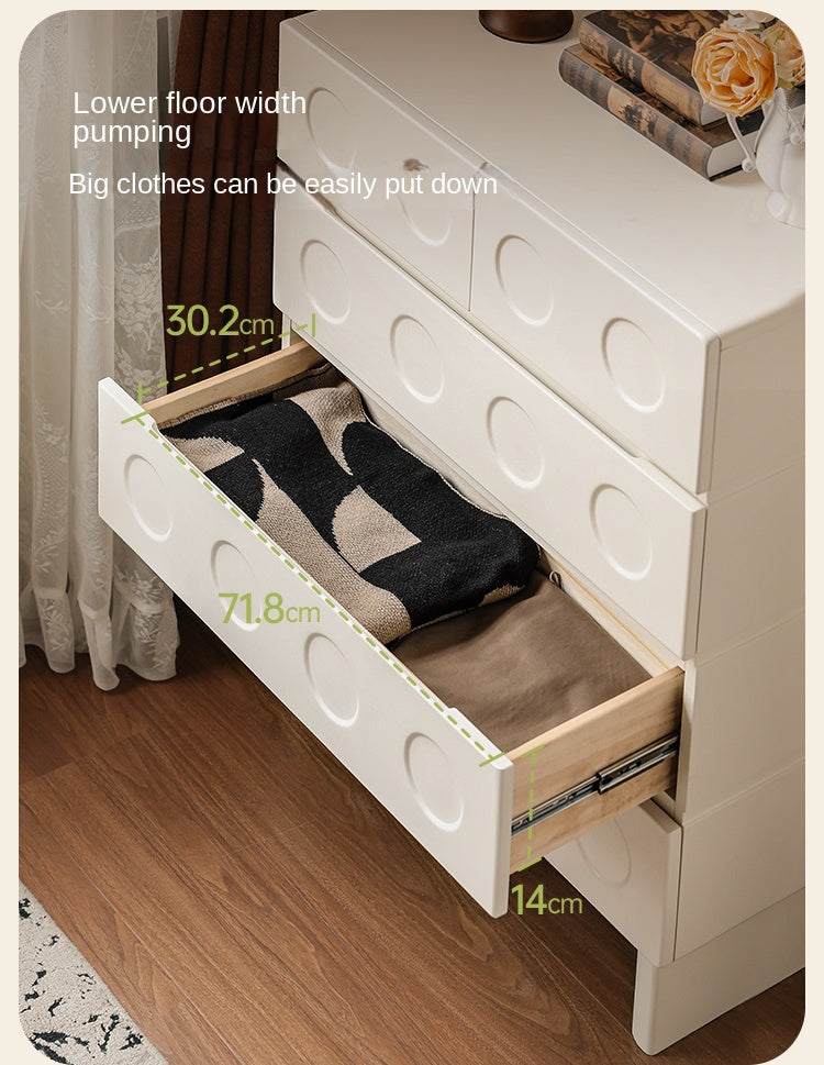 Solid Rubberwood French Cream Wind Drawer Cabinet.