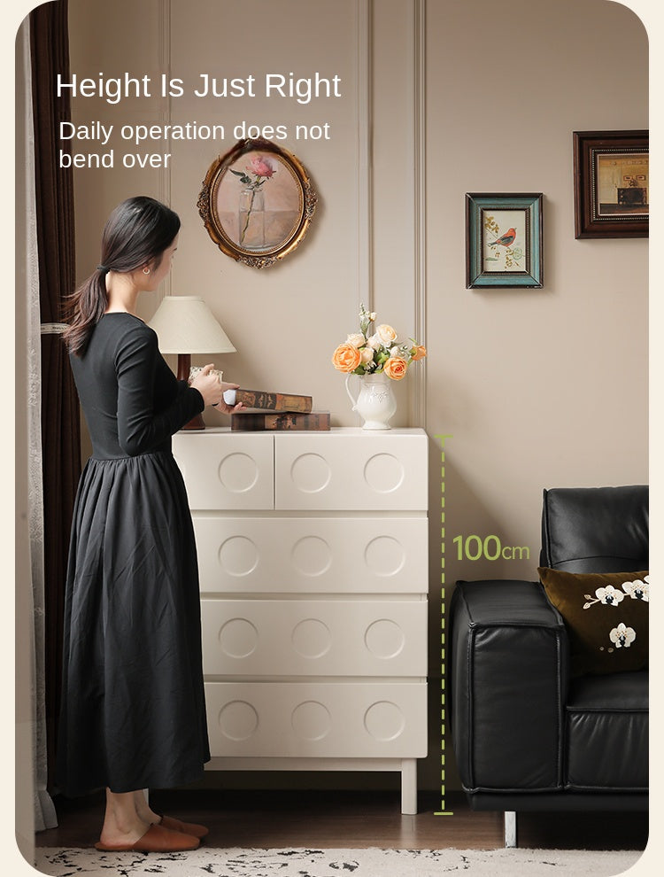 Solid Rubberwood French Cream Wind Drawer Cabinet.