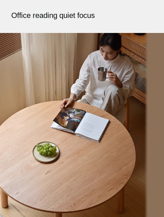 Oak Solid Wood Round Dining Table