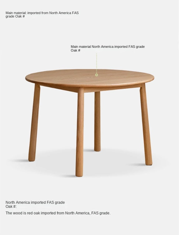 Oak Solid Wood Round Dining Table