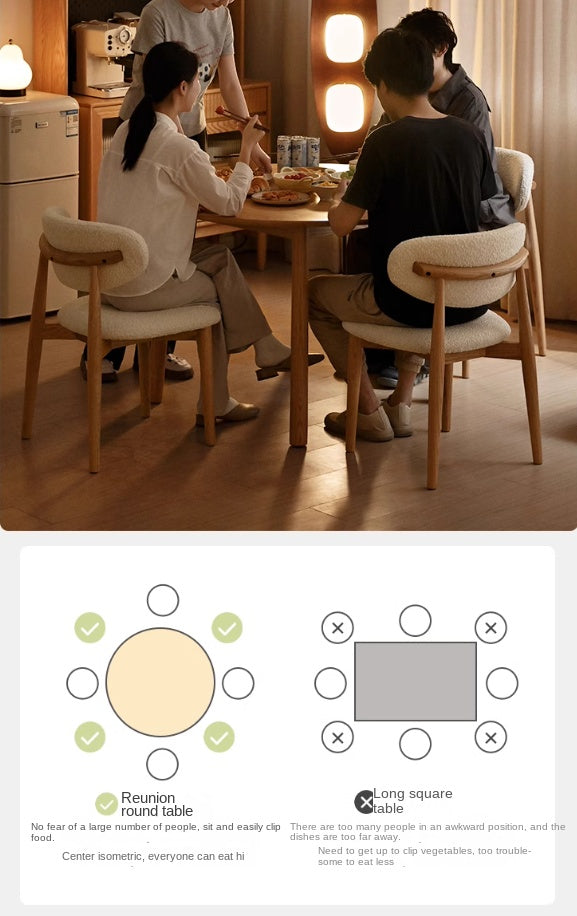 Oak Solid Wood Round Dining Table