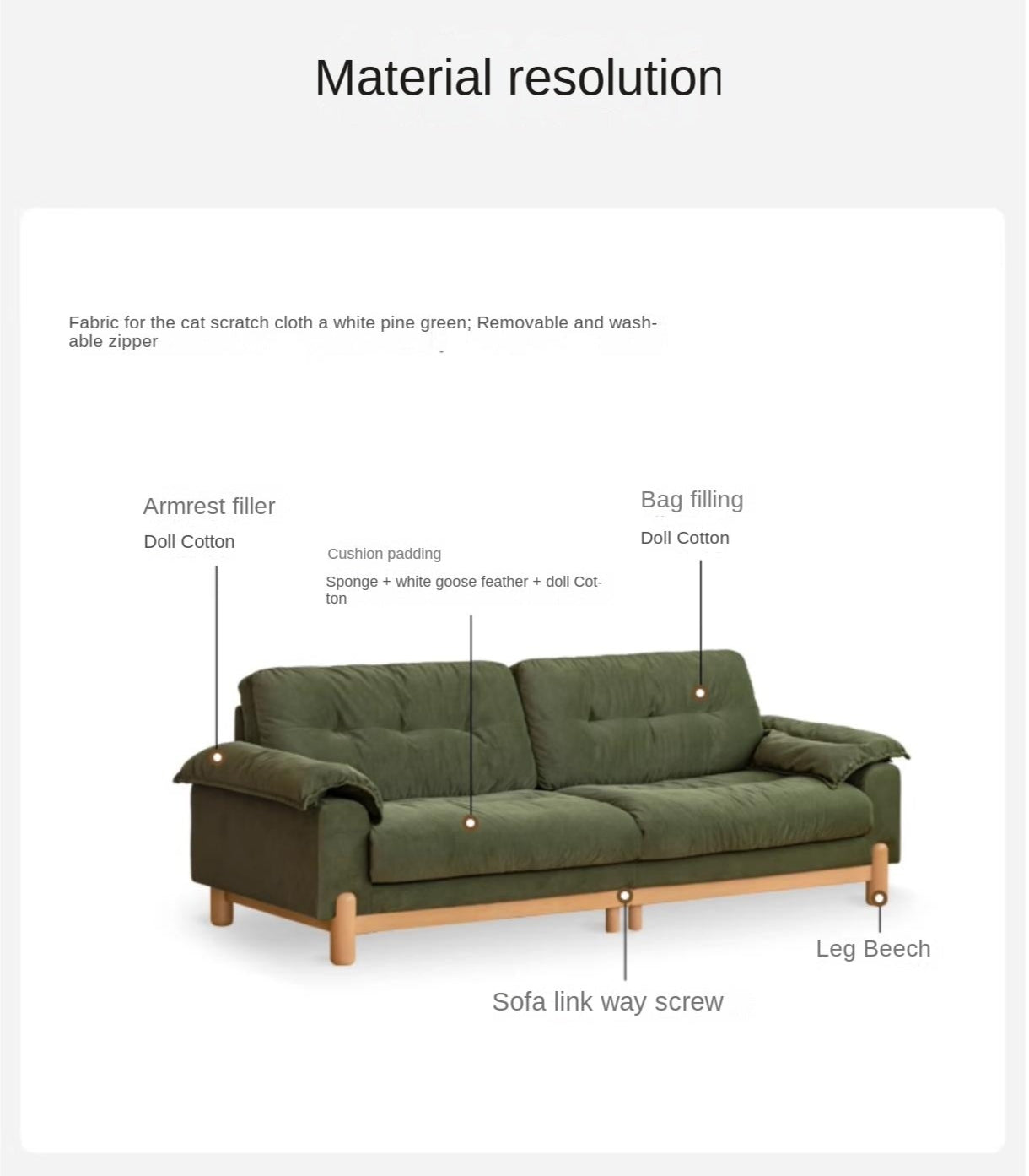 Beech Solid Wood cat scratching cloth sofa