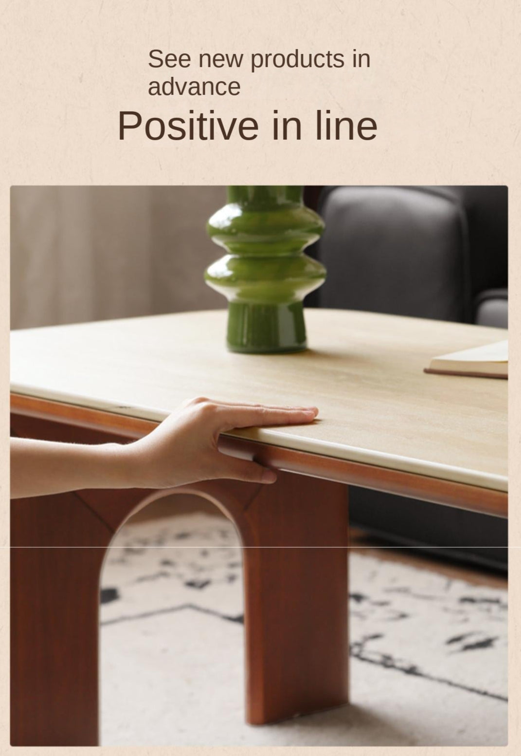 Poplar Solid Wood French Retro Rock Plate Coffee Table.