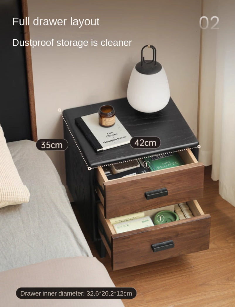Black Walnut Solid Wood Nightstand.