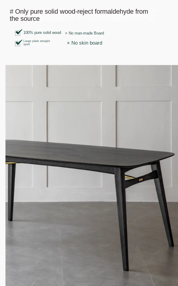 Oak Solid Wood Black Light Luxury Italian Dining Table