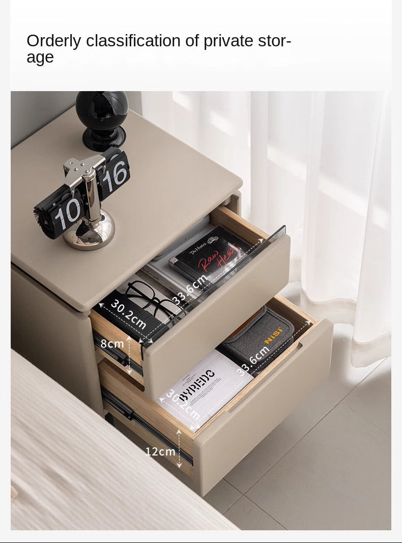 Solid RubberWood Gray Nightstand with Metal Legs