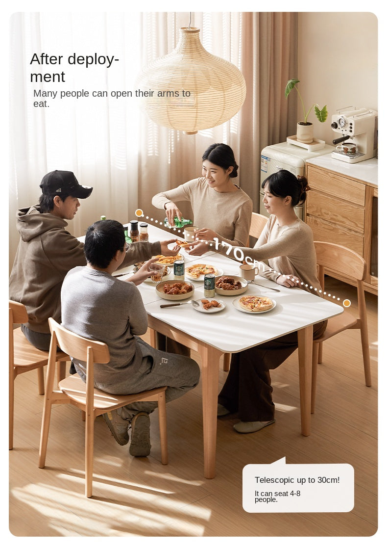 Beech Solid Wood Rock Plate Folding Dining Table