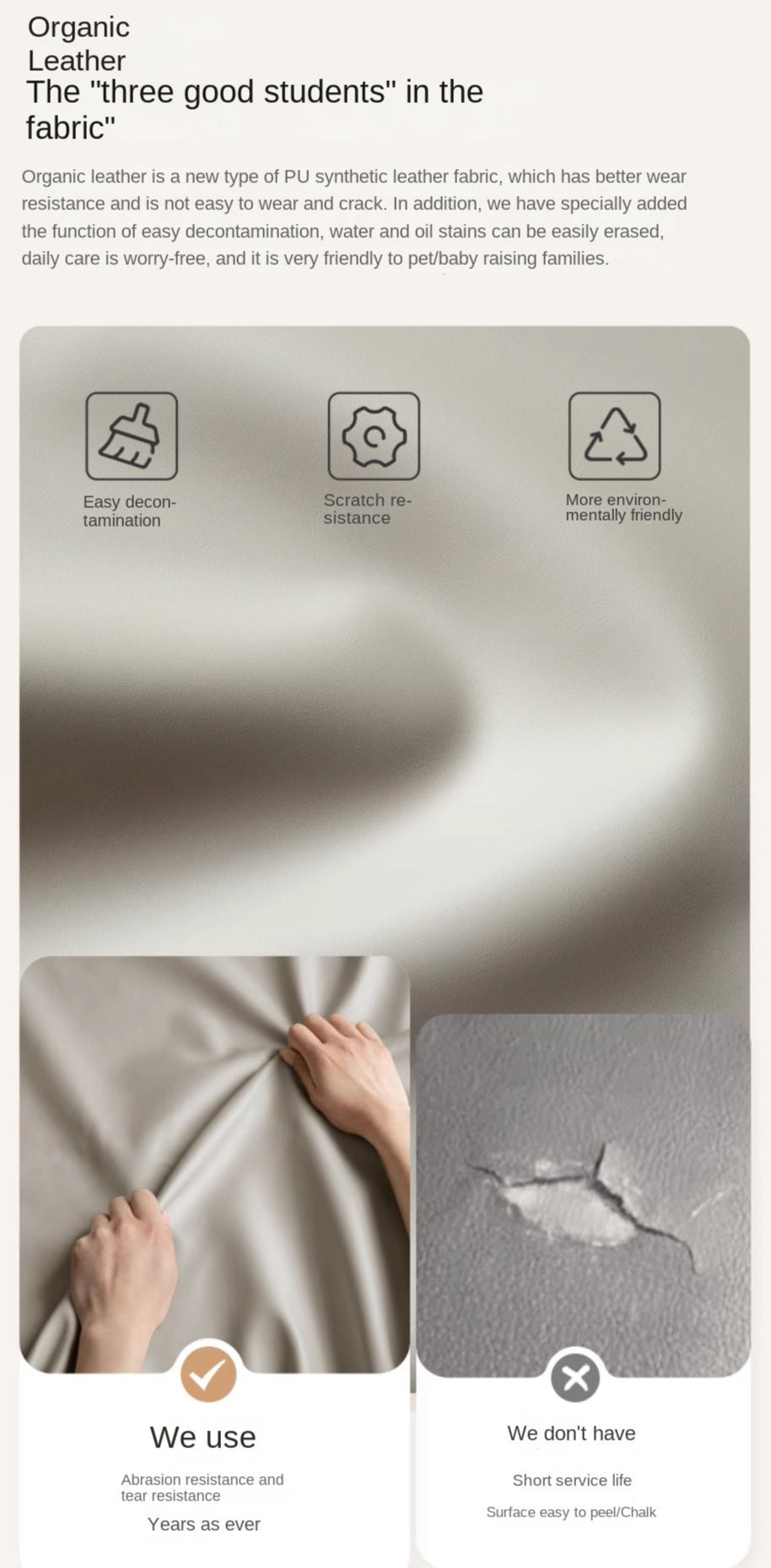 Leather Cream Style Nightstand.