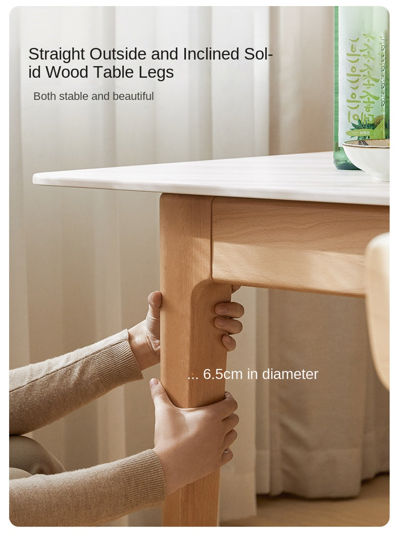 Beech Solid Wood Rock Plate Folding Dining Table