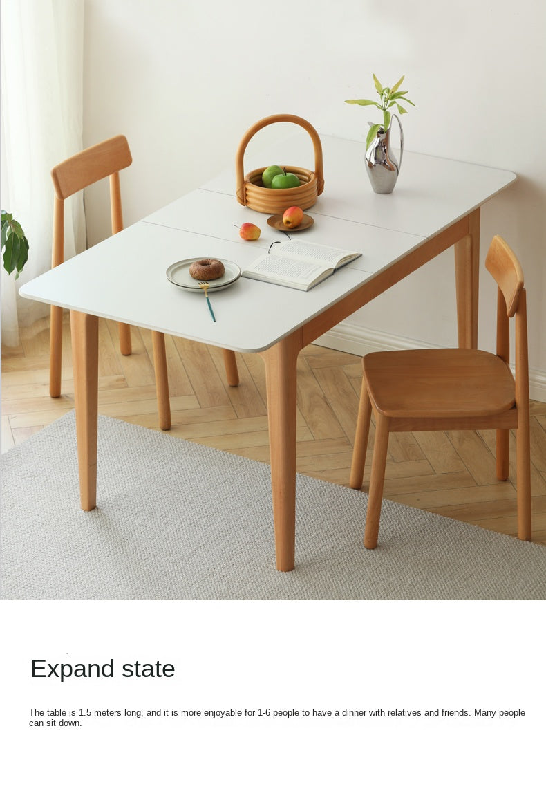 Beech Solid Wood Rock Plate Folding Dining Table