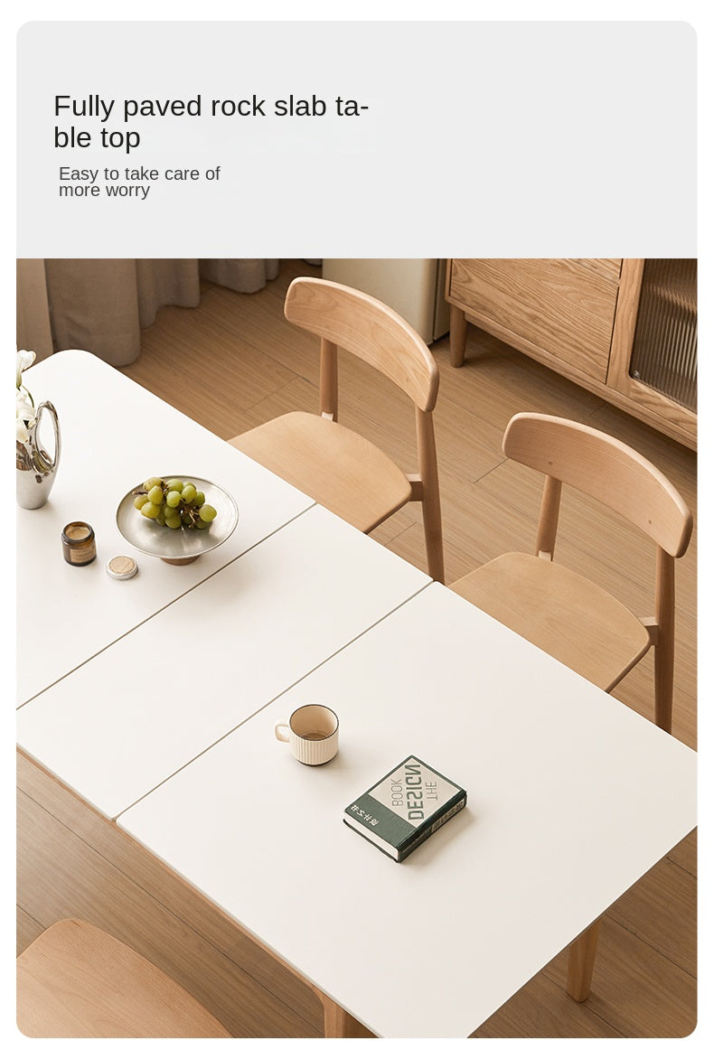 Beech Solid Wood Rock Plate Folding Dining Table