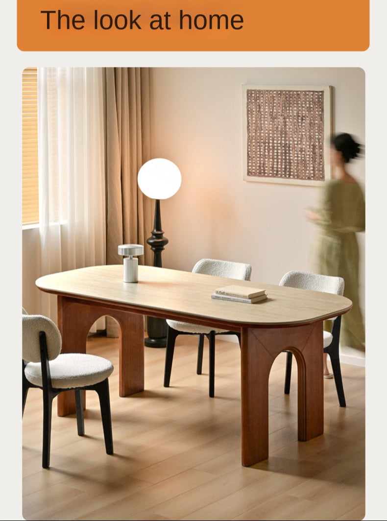 Poplar Solid Wood Rock French Retro Dining Table