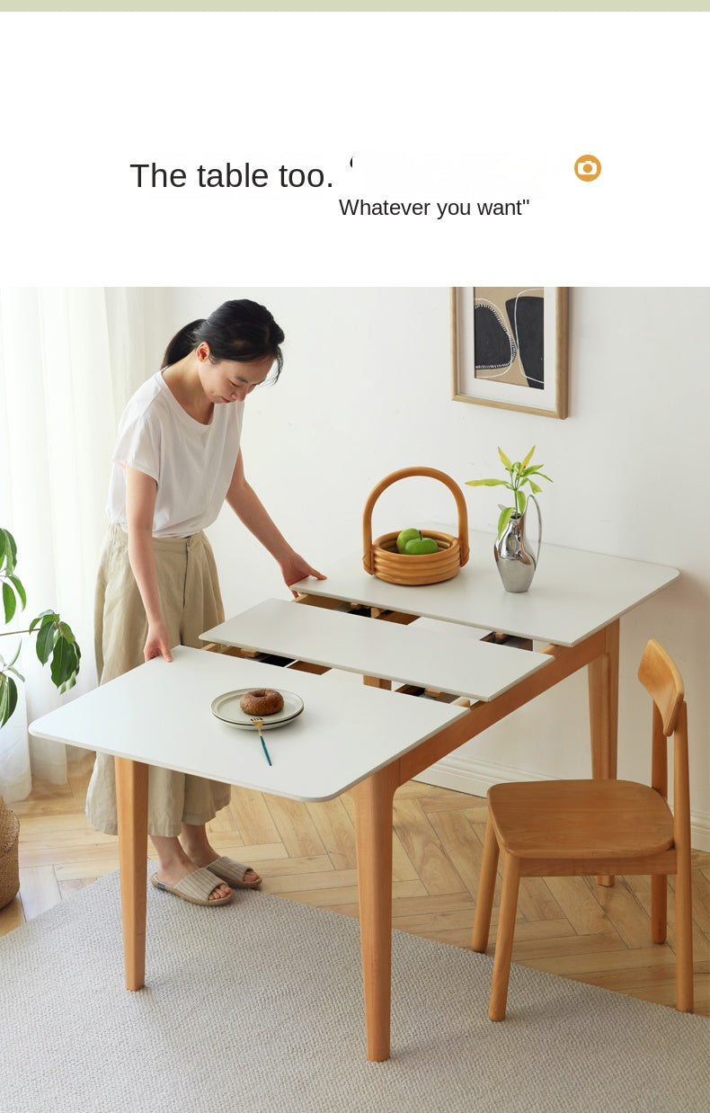 Beech Solid Wood Rock Plate Folding Dining Table