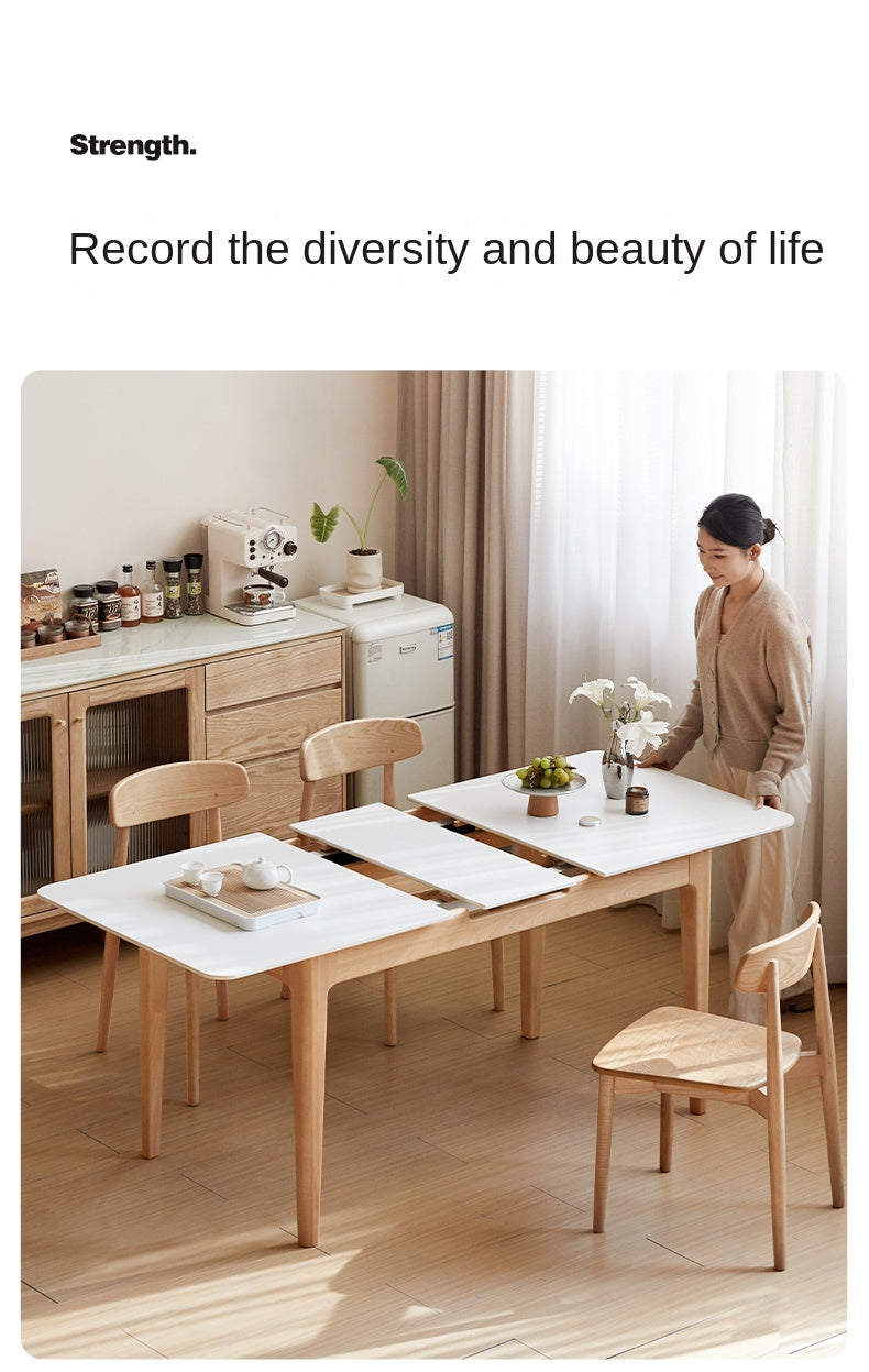 Beech Solid Wood Rock Plate Folding Dining Table