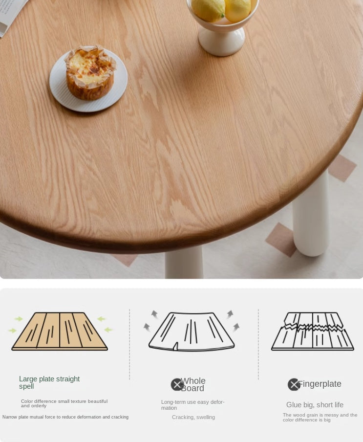 Oak Solid Wood Modern Round Negotiation Dining Table