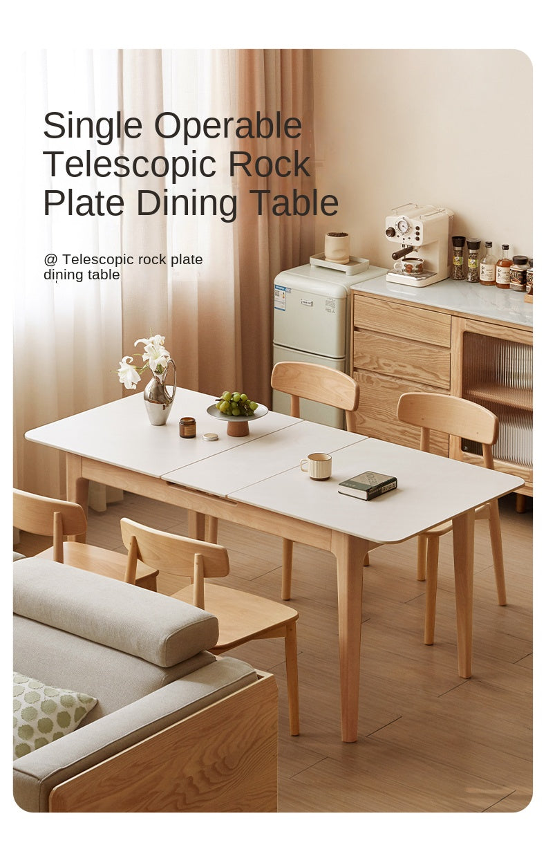 Beech Solid Wood Rock Plate Folding Dining Table