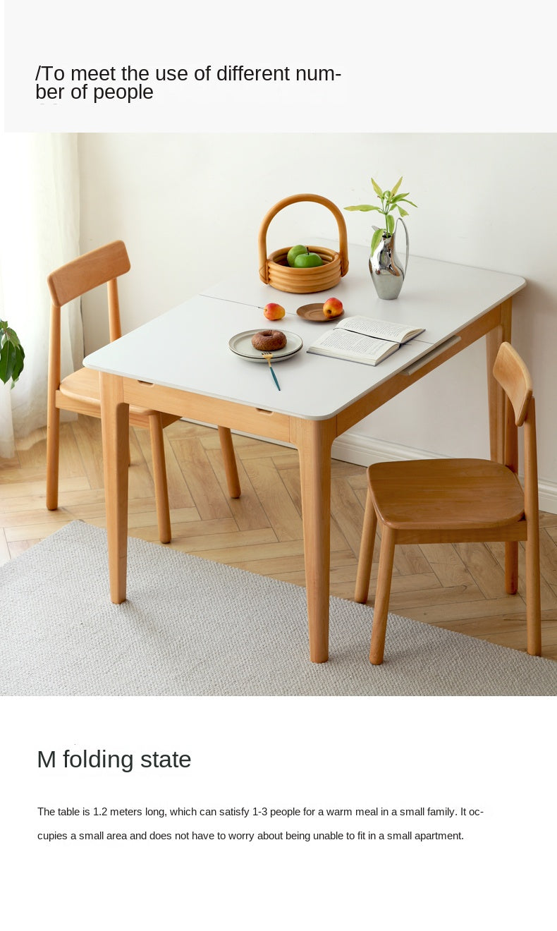 Beech Solid Wood Rock Plate Folding Dining Table