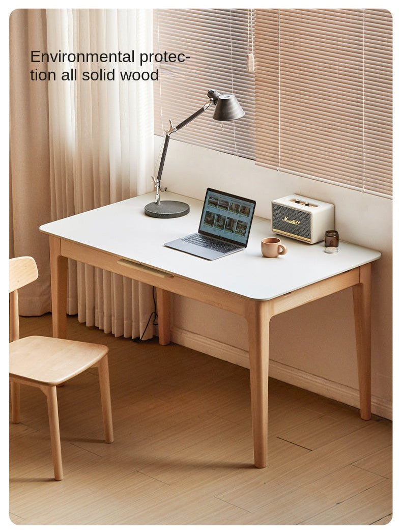 Beech Solid Wood Rock Plate Folding Dining Table