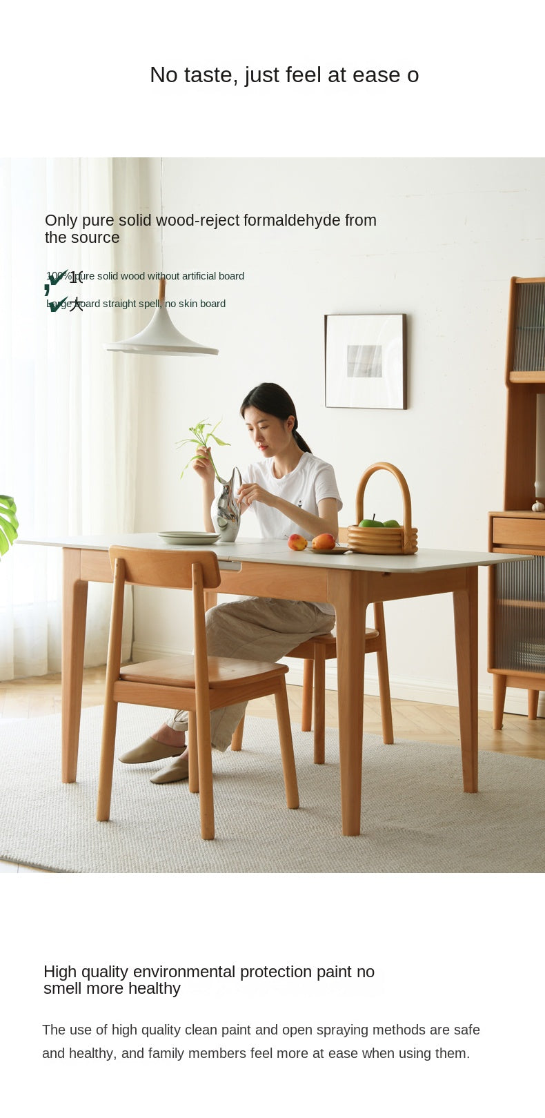 Beech Solid Wood Rock Plate Folding Dining Table