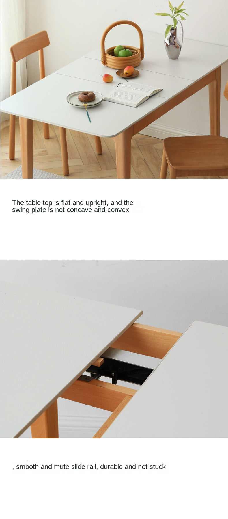 Beech Solid Wood Rock Plate Folding Dining Table