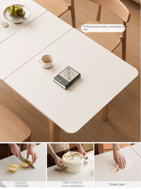 Beech Solid Wood Rock Plate Folding Dining Table
