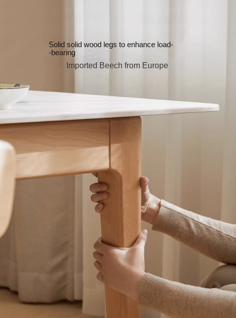 Beech Solid Wood Rock Plate Folding Dining Table