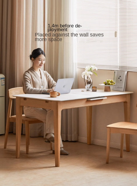 Beech Solid Wood Rock Plate Folding Dining Table