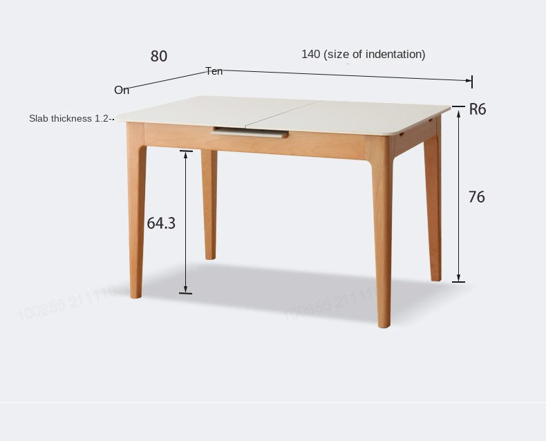 Beech Solid Wood Rock Plate Folding Dining Table