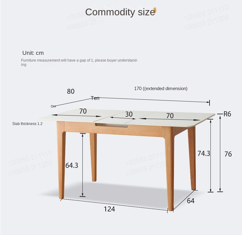 Beech Solid Wood Rock Plate Folding Dining Table