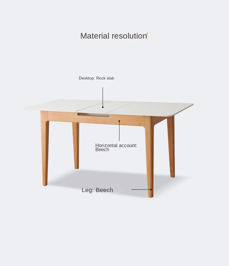 Beech Solid Wood Rock Plate Folding Dining Table