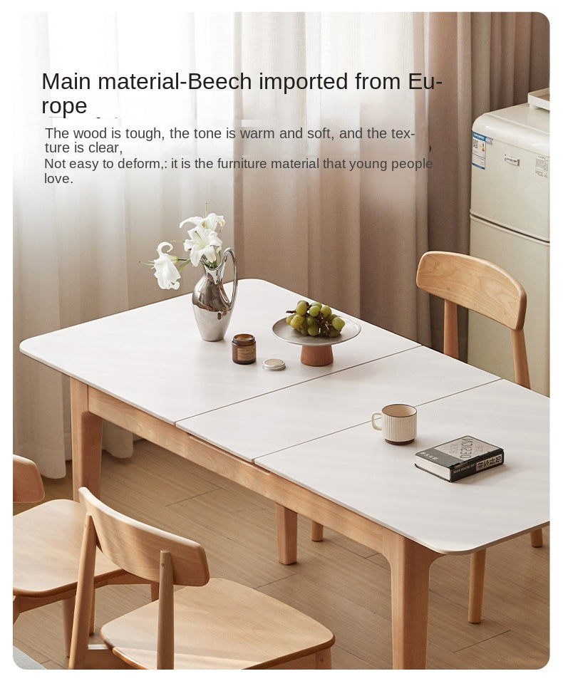Beech Solid Wood Rock Plate Folding Dining Table