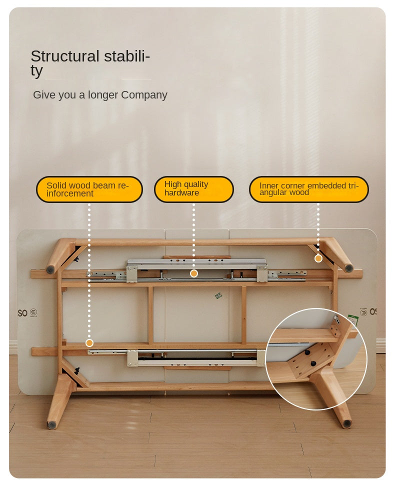 Beech Solid Wood Rock Plate Folding Dining Table