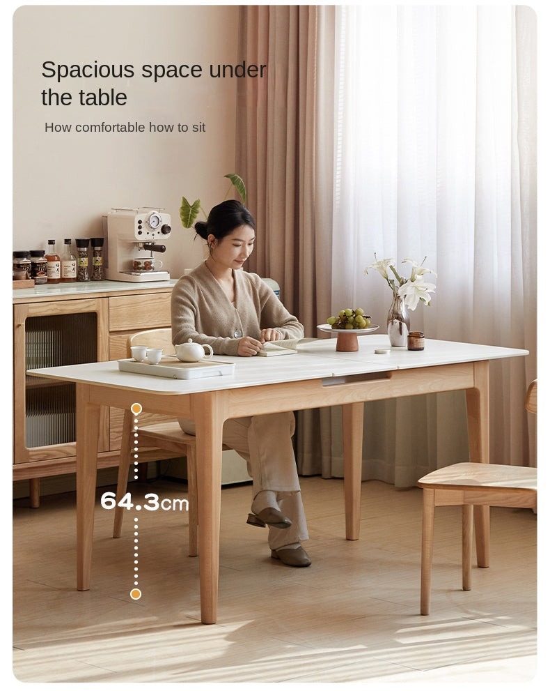 Beech Solid Wood Rock Plate Folding Dining Table