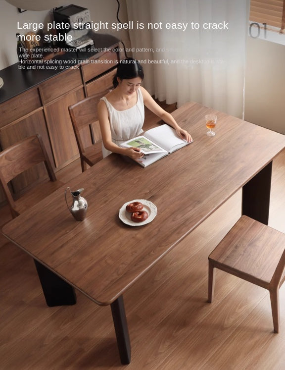 Black Walnut Solid Wood Light Luxury Rectangular Dining Table