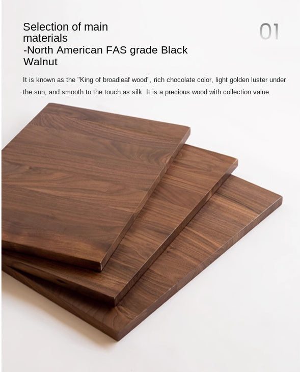 Black Walnut Solid Wood Light Luxury Rectangular Dining Table
