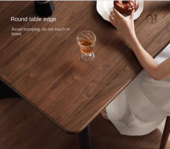 Black Walnut Solid Wood Light Luxury Rectangular Dining Table