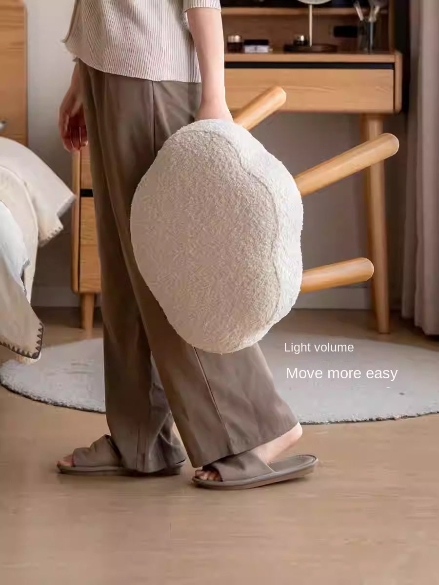 Beech, Solid Rubberood Lamb Velvet Cloud Makeup Stool