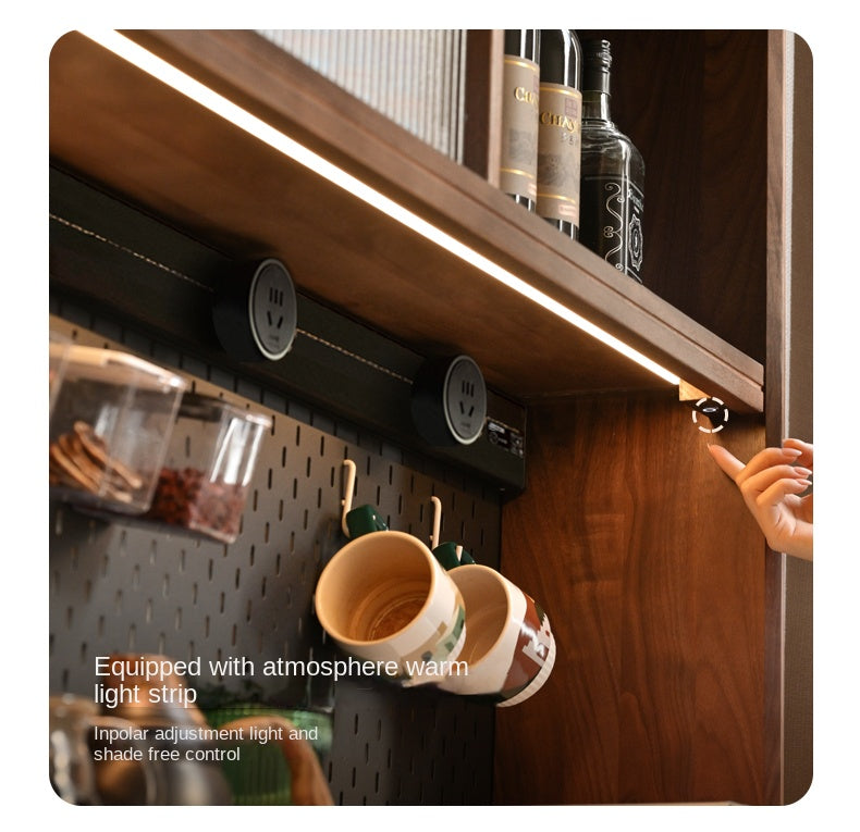 Black Walnut Solid Wood Rock Sideboard Buffet Cabinet