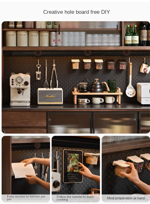 Black Walnut Solid Wood, Sandalwood Rock Sideboard Buffet Cabinet