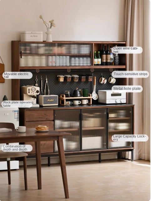 Black Walnut Solid Wood, Sandalwood Rock Sideboard Buffet Cabinet