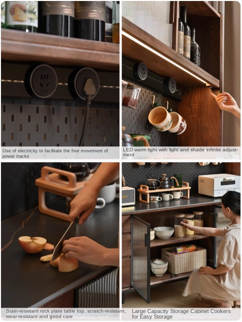 Black Walnut Solid Wood, Sandalwood Rock Sideboard Buffet Cabinet